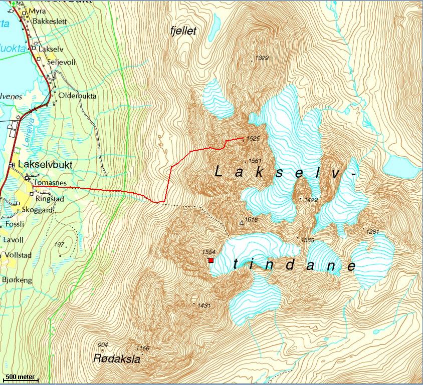 Anderstinden(Nordre Lakselvtind) 1525 moh